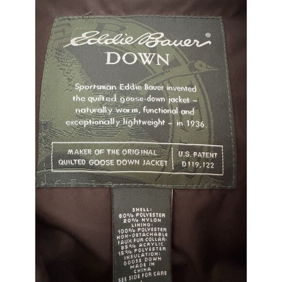 Vtg Eddie Bauer Goose Down Vest with Faux Fur Collar Women's Size Large‎ - Picture 7 of 9